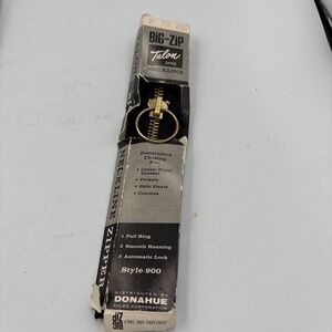Vintage 1965 Talon "Big Zip" Ring Pull Neckline Zipper  20" Black Style 900 NOS